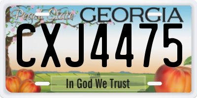 GA license plate CXJ4475