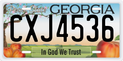 GA license plate CXJ4536