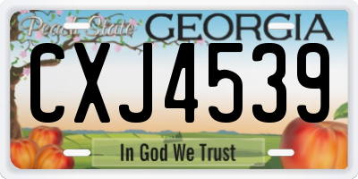 GA license plate CXJ4539