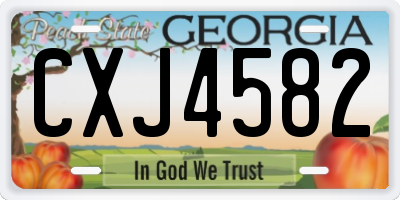 GA license plate CXJ4582