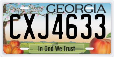 GA license plate CXJ4633