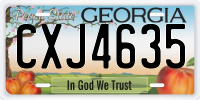 GA license plate CXJ4635