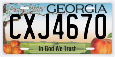 GA license plate CXJ4670