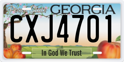 GA license plate CXJ4701