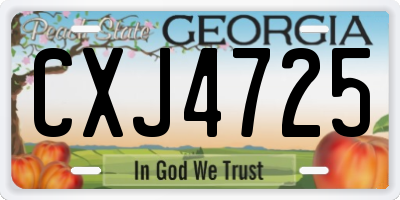 GA license plate CXJ4725