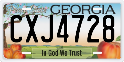 GA license plate CXJ4728