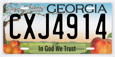 GA license plate CXJ4914