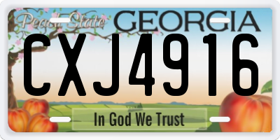 GA license plate CXJ4916