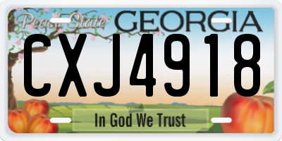 GA license plate CXJ4918