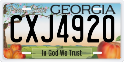 GA license plate CXJ4920