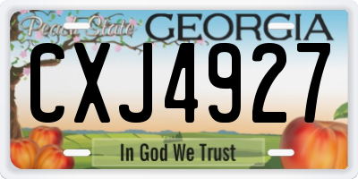 GA license plate CXJ4927