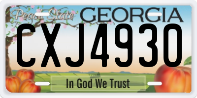 GA license plate CXJ4930