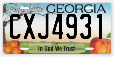 GA license plate CXJ4931