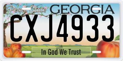 GA license plate CXJ4933