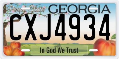 GA license plate CXJ4934
