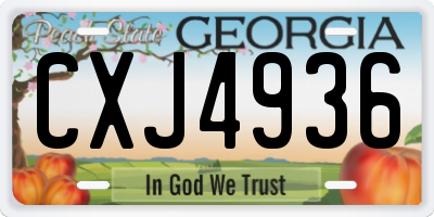 GA license plate CXJ4936