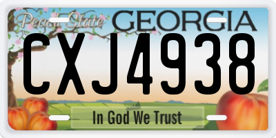 GA license plate CXJ4938
