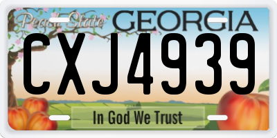 GA license plate CXJ4939