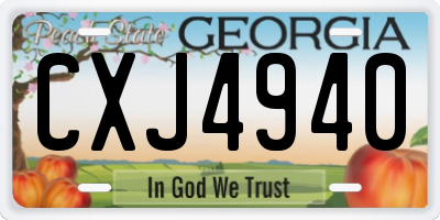 GA license plate CXJ4940