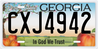GA license plate CXJ4942