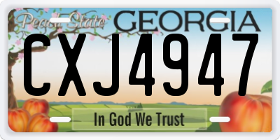 GA license plate CXJ4947
