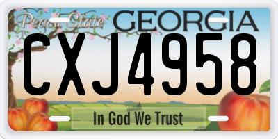 GA license plate CXJ4958