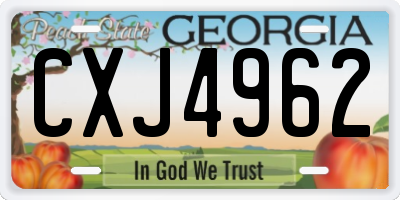GA license plate CXJ4962