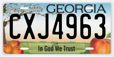 GA license plate CXJ4963