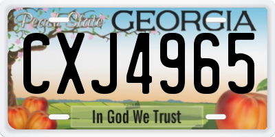 GA license plate CXJ4965