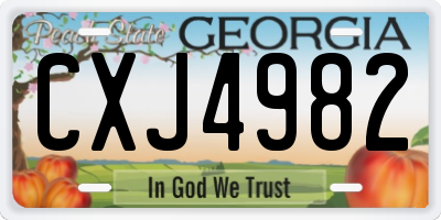 GA license plate CXJ4982