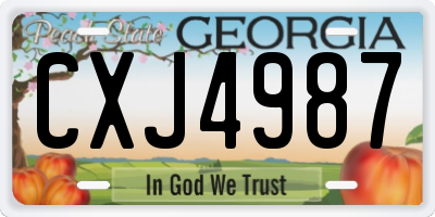 GA license plate CXJ4987