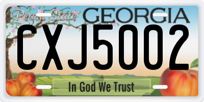 GA license plate CXJ5002