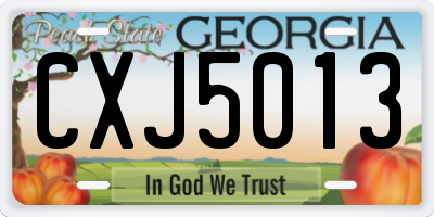 GA license plate CXJ5013