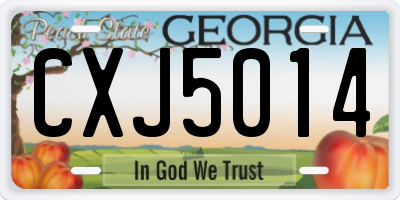 GA license plate CXJ5014