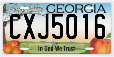 GA license plate CXJ5016