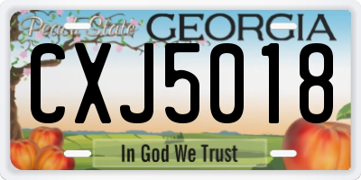 GA license plate CXJ5018