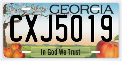 GA license plate CXJ5019