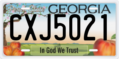 GA license plate CXJ5021