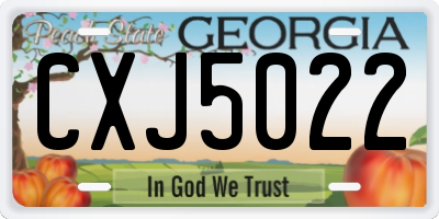 GA license plate CXJ5022