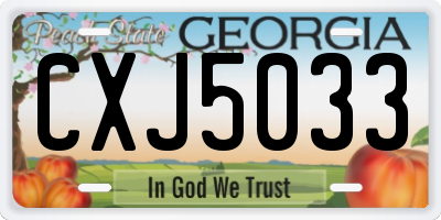 GA license plate CXJ5033