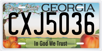GA license plate CXJ5036