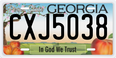 GA license plate CXJ5038