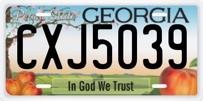 GA license plate CXJ5039