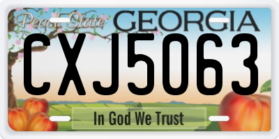 GA license plate CXJ5063