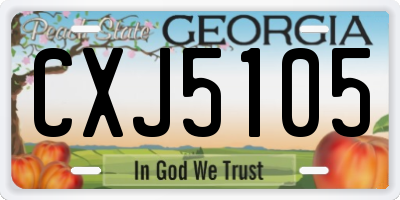 GA license plate CXJ5105