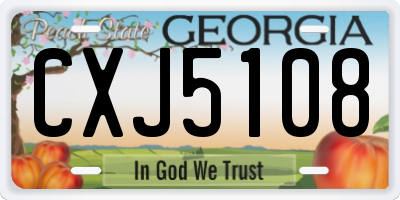 GA license plate CXJ5108