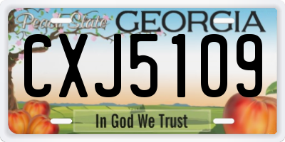 GA license plate CXJ5109
