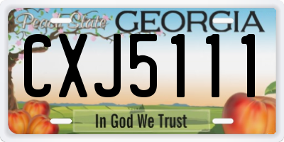 GA license plate CXJ5111