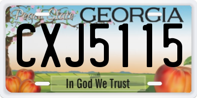 GA license plate CXJ5115