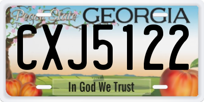 GA license plate CXJ5122
